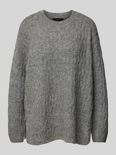 Vero Moda Comfort Fit Strickpullover mit Struktur-Strick Modell 'ELYA' Mittelgrau Melange 1