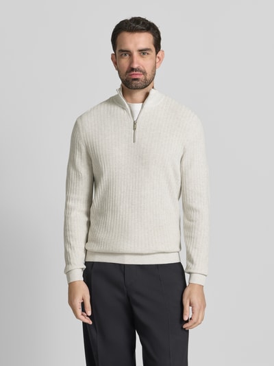 Christian Berg Men Strickpullover mit gerippten Abschlüssen Offwhite 4