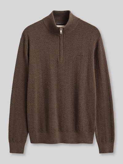 GANT Regular Fit Troyer aus Baumwoll-Woll-Mix Dunkelbraun 2