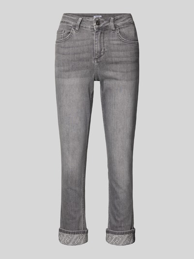 Produktfoto, Jeans z kieszeniami skośnymi model 'MONROE' od Liu Jo White, bawełniany miks z lyocellem, skinny fit, szary melanż, długość nogawki 63 cm, szerokość w talii 38 cm