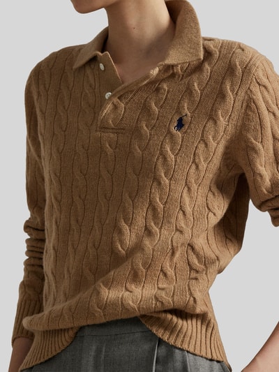 Polo Ralph Lauren Koszulka polo o kroju regular fit z mieszanki wełny z dodatkiem kaszmiru Camel 3