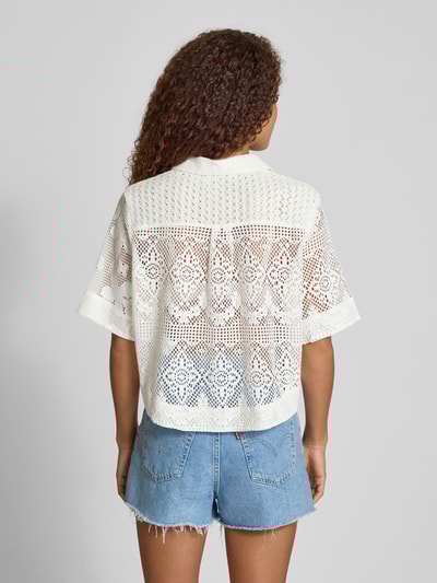 OH APRIL Bluzka o pudełkowym kroju z koronki szydełkowej model ‘Cempedak’ Złamany biały 5