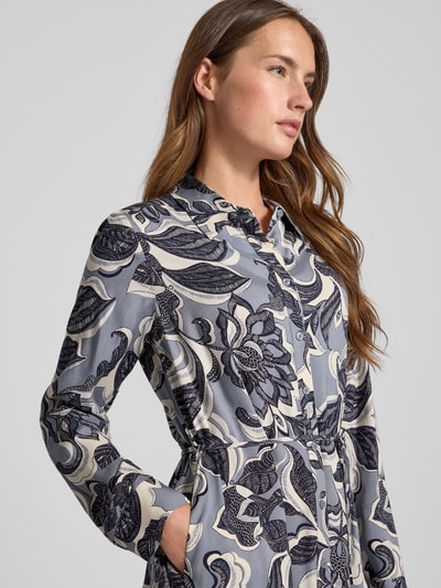 comma Midikleid mit Knopfleiste Rauchblau 3