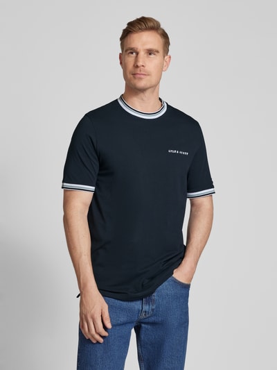 Lyle & Scott T-shirt met labelstitching Marineblauw - 4