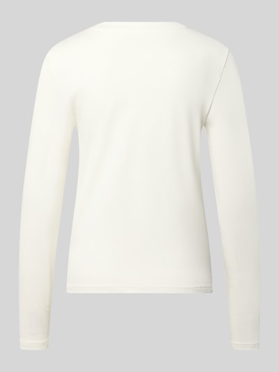 Produktfoto, Regular Fit pyjamabovendeel uit katoenmix van SCHIESSER, dames pyjama, lange mouwen, effen wit, zachte stof, rugaanzicht