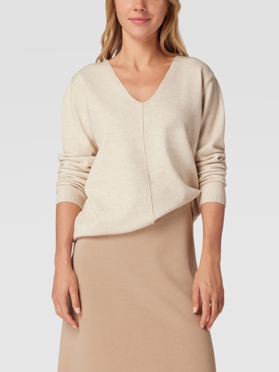 FREE/QUENT Strickpullover mit V-Ausschnitt Modell 'FQClaura' Beige 4