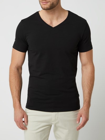 Casual Friday T-shirt met stretch, model 'Lincoln' Zwart - 4