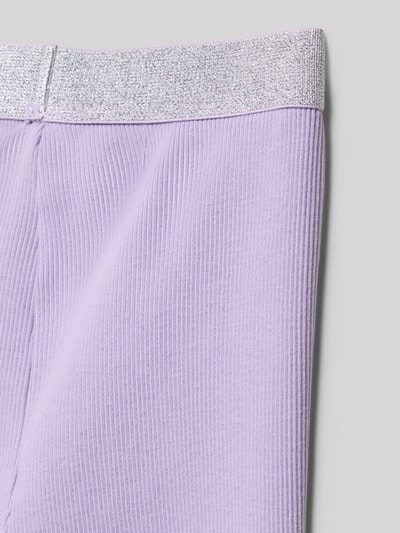 Produktfoto, Regular Fit Leggings aus Baumwoll-Mix von s.Oliver RED LABEL in Helllila mit Optik: Unifarben, glitzerndem Elastikbund, Rippstrick-Materialverarbeitung.