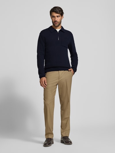 Casual Friday Gebreide trui van wolmix met polokraag model 'FELIPO' Marineblauw gemêleerd - 1