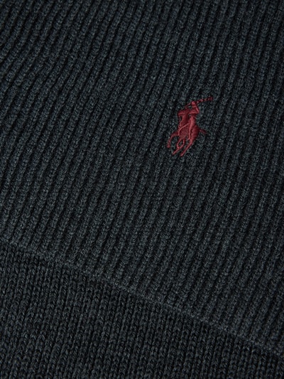 Polo Ralph Lauren Sjaal van wol met geborduurd label Antraciet - 2