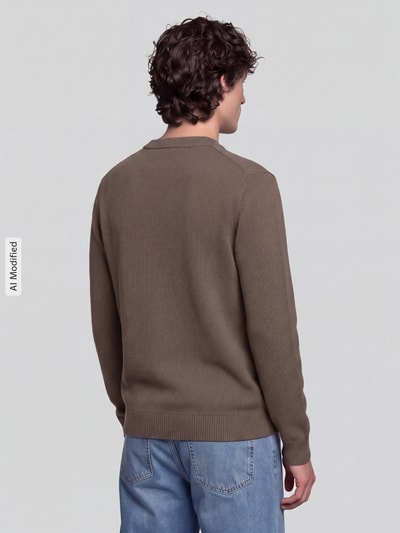 Selected Regular Fit Strickpullover aus reiner Baumwolle Modell 'DANE' Hellbraun 5