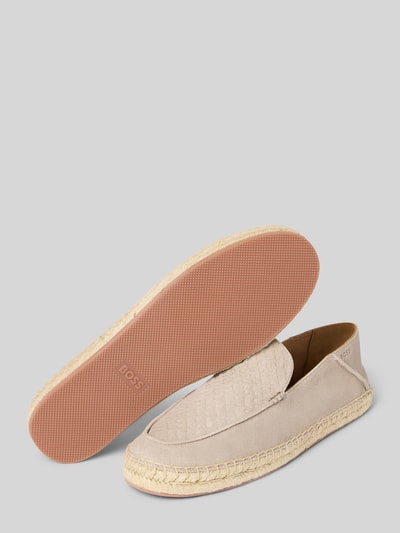 BOSS Lederloafer mit Strukturmuster Modell 'Madeira' Beige 4