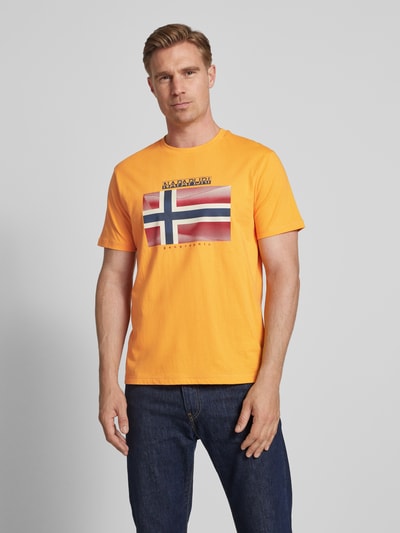 Napapijri T-Shirt mit Label-Print Modell 'LARI' GELB 4