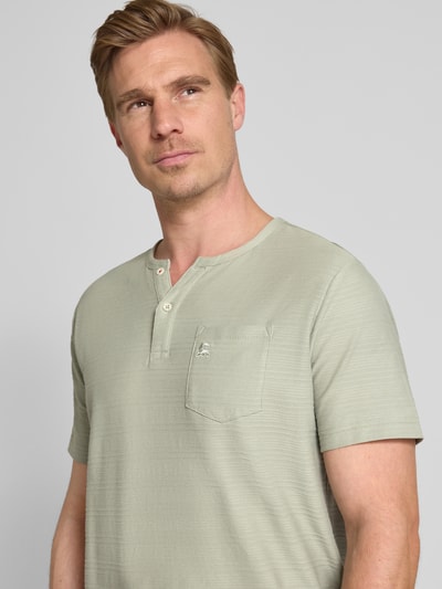 Lerros T-shirt met borstzak en labelstitching, model 'SERAFINO' Lindegroen - 3