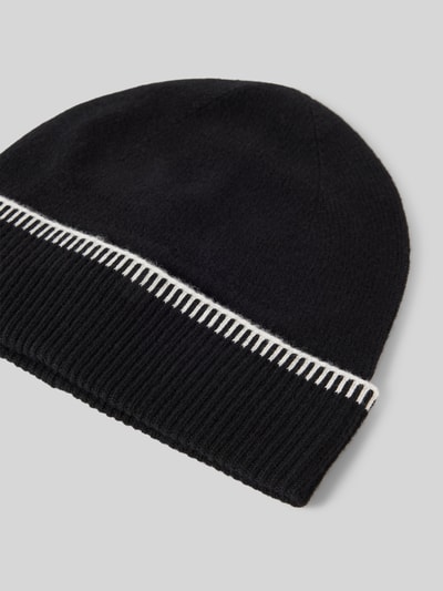 Christian Berg Woman Czapka beanie wełniana z prążkowanym brzegiem Czarny 2