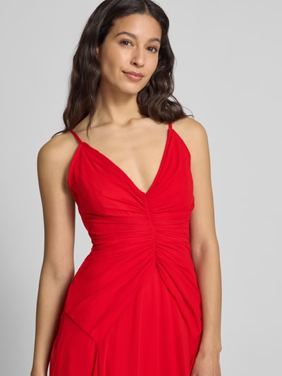 LACE & BEADS Abendkleid mit Raffungen und Spaghettiträgern Rot 3
