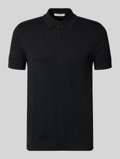 Produktfoto, Regular Fit Poloshirt aus reiner Baumwolle Modell 'BERG' von SELECTED HOMME mit Optik: Unifarben, Feinripp-Struktur, Farbe Schwarz.