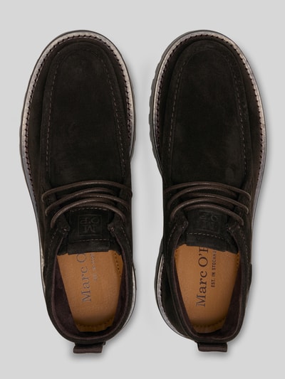 Produktfoto, Boots aus Rindsvelours mit Profilsohle von Marc O'Polo in Schwarz, rund, flach, unifarben, Gummisohle, Herren, Draufsicht