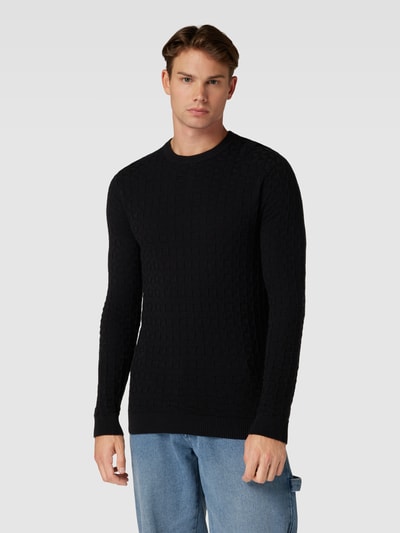 Only & Sons Strickpullover mit Strukturmuster Modell 'KALLE' Black 4