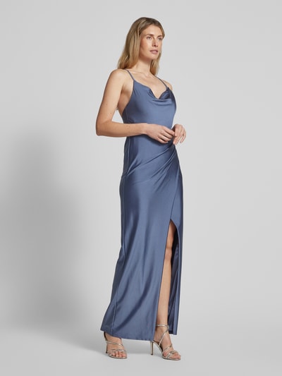 V.M. Abendkleid mit Wasserfall-Ausschnitt Hellblau 1