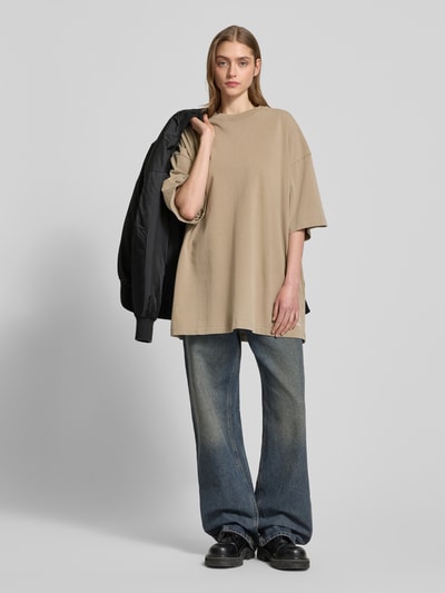 Karo Kauer Oversized T-shirt met labelprint Zand - 1