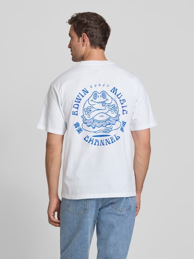 Edwin T-Shirt mit Label-Print Modell 'EDWIN MUSIC CHANNEL' Weiss 5