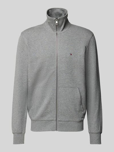 Tommy Hilfiger Regular fit sweatjack met labelstitching Lichtgrijs - 1