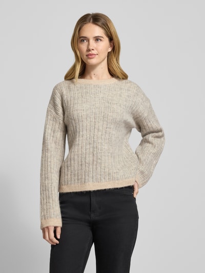 Selected Femme Relaxed Fit Pullover aus Woll-Mix mit Alpaka-Anteil Modell 'FALVA' Beige 4