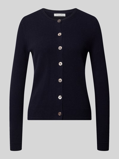 Produktfoto, Cardigan aus Wolle mit Rundhalsausschnitt von Christian Berg Woman in Dunkelblau, Regular Fit, Knopfleiste, strukturierte Oberfläche