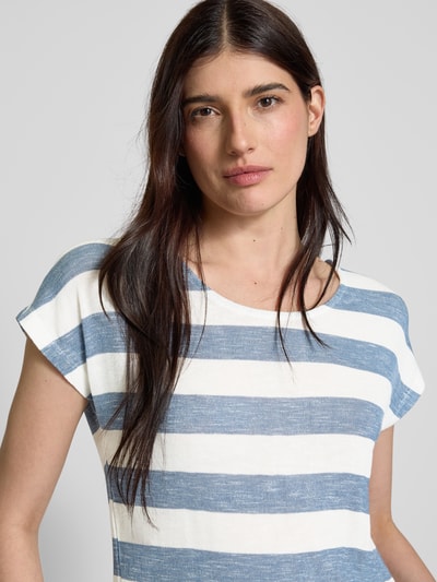 Vero Moda Relaxed Fit T-Shirt aus Viskose-Mix Modell 'WIDE STRIPE' Blau 3