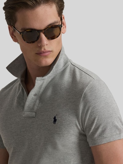 Polo Ralph Lauren Slim Fit Poloshirt aus reiner Baumwolle Hellgrau 3