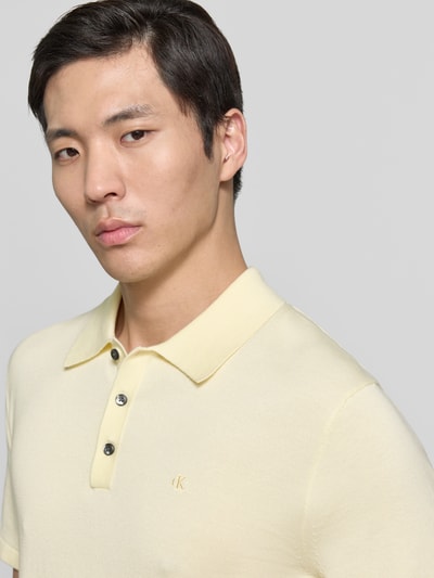 CK Calvin Klein Regular Fit Poloshirt aus reiner Baumwolle Hellgelb 3