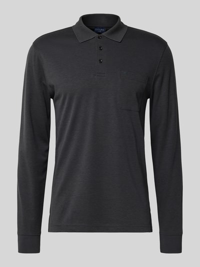 Christian Berg Men Regular fit poloshirt in design met lange mouwen Antraciet - 2