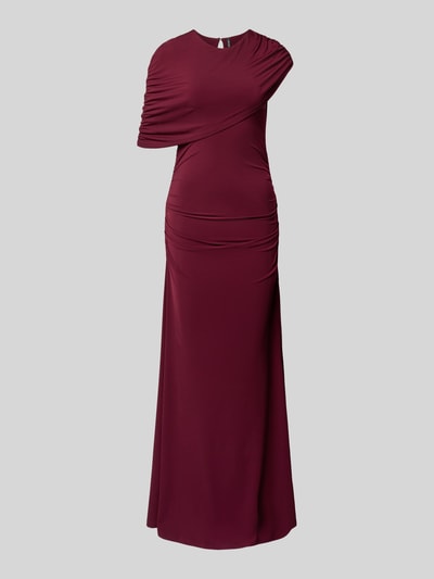 Produktfoto, Enganliegendes Abendkleid mit kurzen Cape Modell 'KASSANDRA' von Vero Moda in Bordeaux, unifarbener Stretchstoff, Maxi-Länge, Rundhalsausschnitt