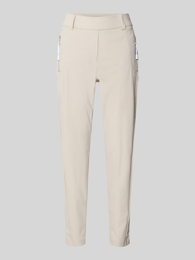 Produktfoto, jasnobeżowa Stoffhose in 7/8-Länge mit Stretch-Anteil Modell 'NATINA' von Raffaello Rossi, elastyczny materiał, krój slim fit, elastyczny pas z szlufkami, kieszenie na zamek, Szerokość w rozmiarze 36: 40 cm, długość nogawki wewnętrznej: 69 cm, gładka tekstura