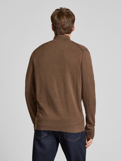 Tom Tailor Regular Fit Strickjacke aus reiner Baumwolle Mittelbraun Mel 5