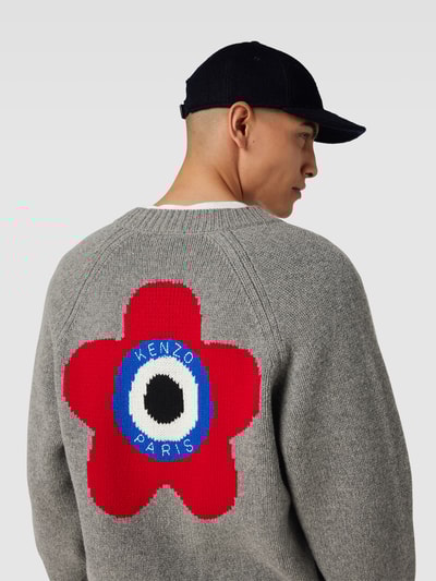 Kenzo Oversized Wolljacke in Strick-Optik GRAU 3