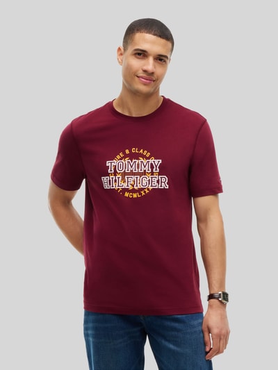 Tommy Hilfiger Regular Fit T-Shirt aus reiner Baumwolle Bordeaux 4