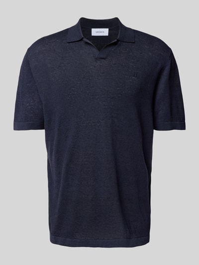 Les Deux Relaxed Fit Poloshirt mit V-Ausschnitt Modell 'Emmanuel' Dunkelblau 2