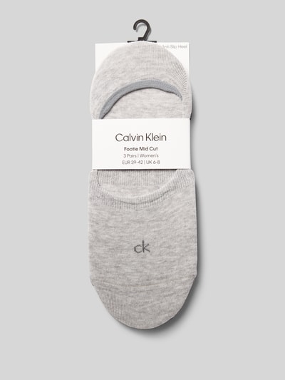 CK Calvin Klein Sokken met logostitching in een set van 3 paar, model 'Footie' Middengrijs - 3