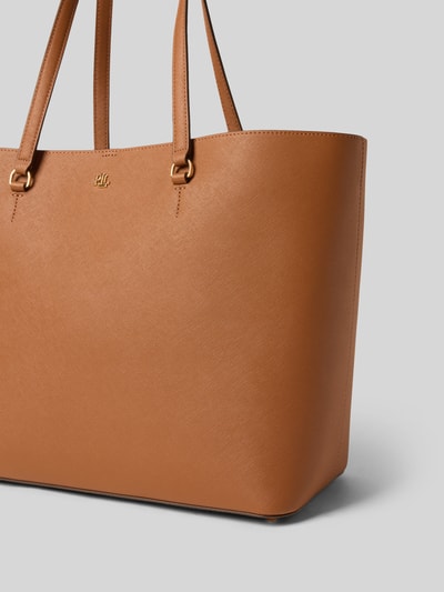 Lauren Ralph Lauren Tote bag van runderleer met labelapplicatie, model 'KARLY' Cognac - 3