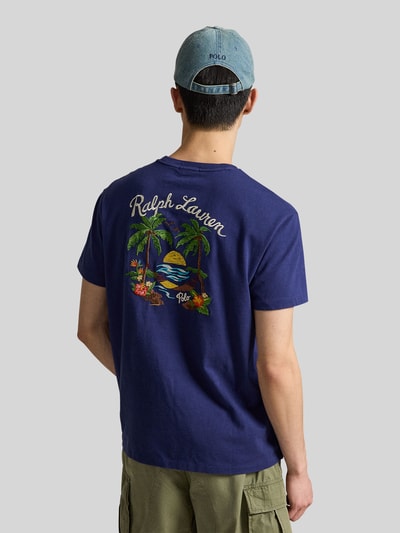Polo Ralph Lauren męski t-shirt o kroju regular fit z czystej bawełny z nadrukiem z tyłu Granatowy 5
