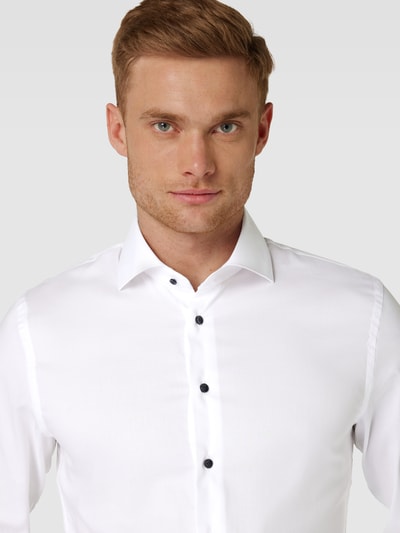 Profuomo Slim fit zakelijk overhemd met haaikraag, model 'CUTAWAY' Wit - 3