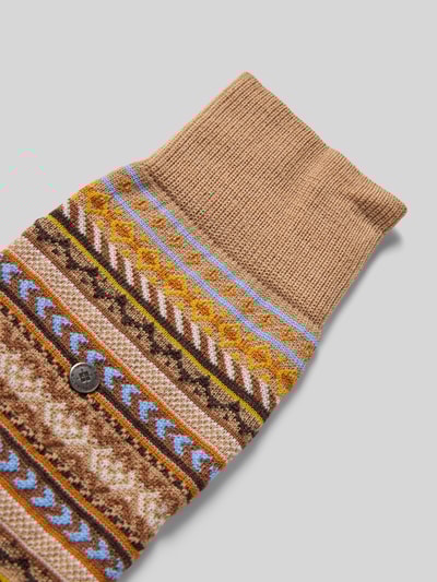 Burlington Sokken met ribboord Zand - 2