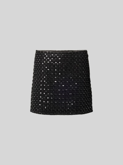 Produktfoto, Minirock mit Allover-Pailettenbesatz von ROTATE, schwarz, Mesh, Slim Fit, Nahtreißverschluss, glänzende Textur