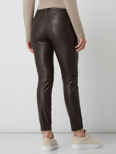 MAC Slim fit broek in leerlook  Donkerbruin - 6