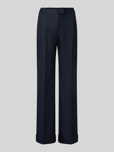Produktfoto, dunkelblaue Wide Leg Hose aus Viskose-Mix Modell 'Talia5' von BOSS, glatte Oberfläche, Damen Weite Hose von BOSS