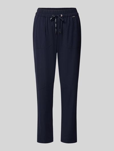 Produktfoto, Hose mit elastischem Bund und Eingrifftaschen von Marc Cain in Dunkelblau, Material-Mix mit Stretch-Anteil, Regular Fit, glatte Oberfläche