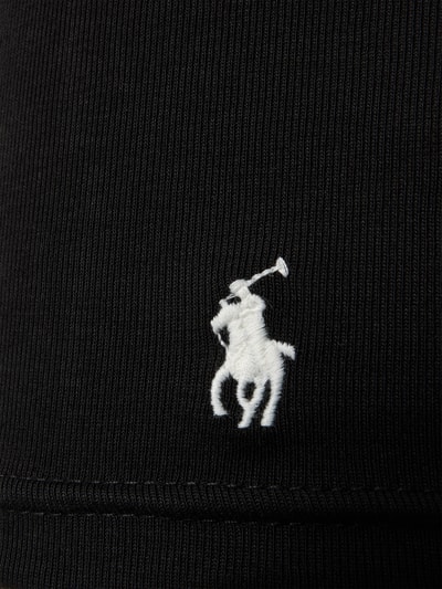Productfoto, slim fit onderhemd uit puur katoen van Polo Ralph Lauren Underwear in zwart met fijne ribstructuur, wit logo-embleem