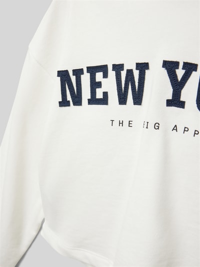 Mango Hoodie mit Label-Print Modell 'newyork' Offwhite 2